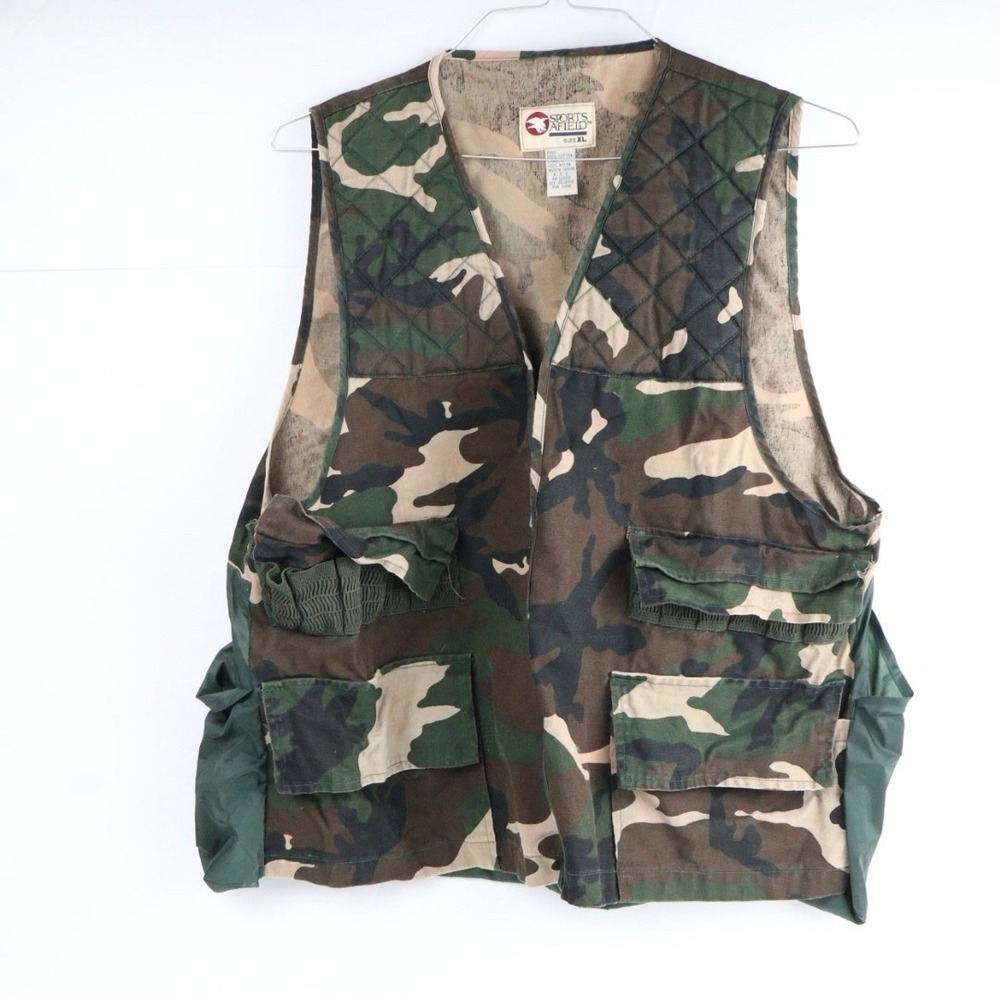 Sports‎ Afield Woodland Camouflage Outdoor Hunting Shooting Vest Men's XL